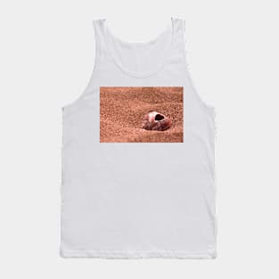 Seasnail shell with hole on the sandy beach, nostalgic photography Tank Top